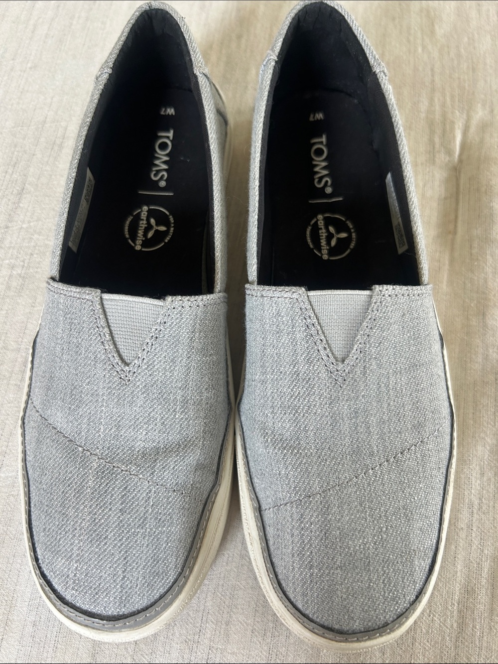 Toms Parker earthwise shoes gray slip on size 7W